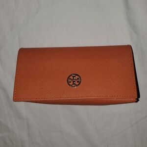 TORY BURCH ORANGE AUTHENTIC SUNGLASSES EYEGLASSES LEATHER CASE